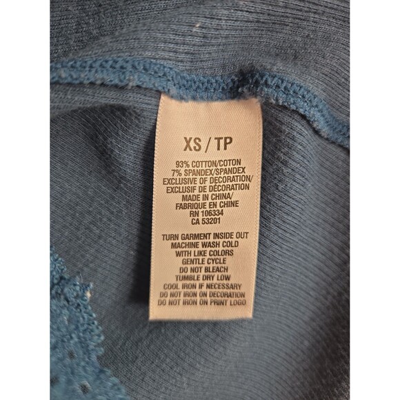 Y2K Aeropostale Cami Tank Top Shelf Bra Lace Trim Blue Ribbed Sz XS Embellished - Picture 7 of 8